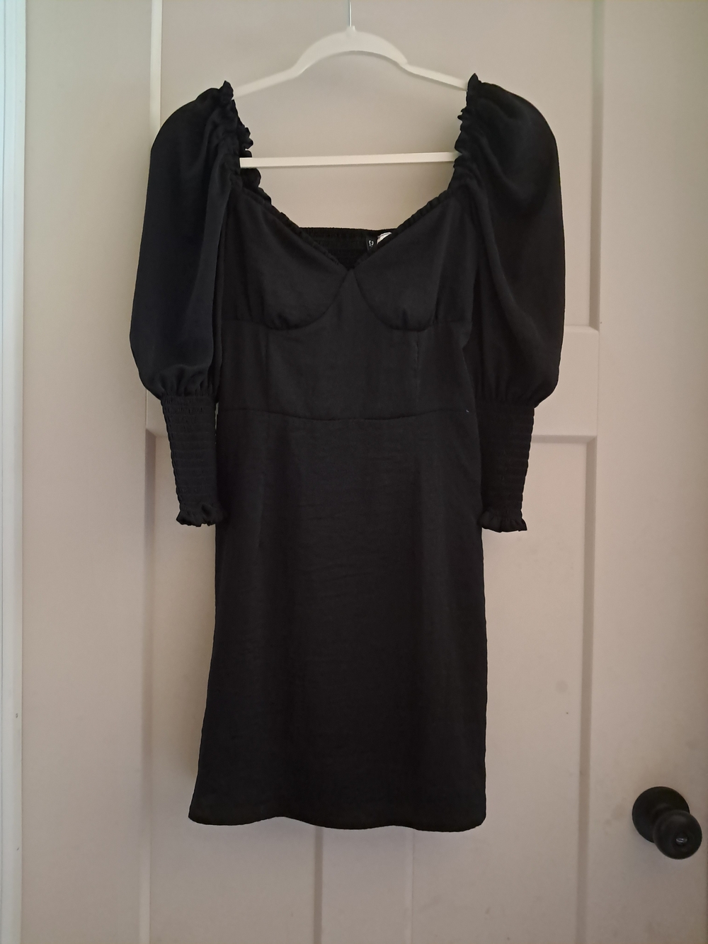 H&m Divided Black Puff Sleeve Mini Dress